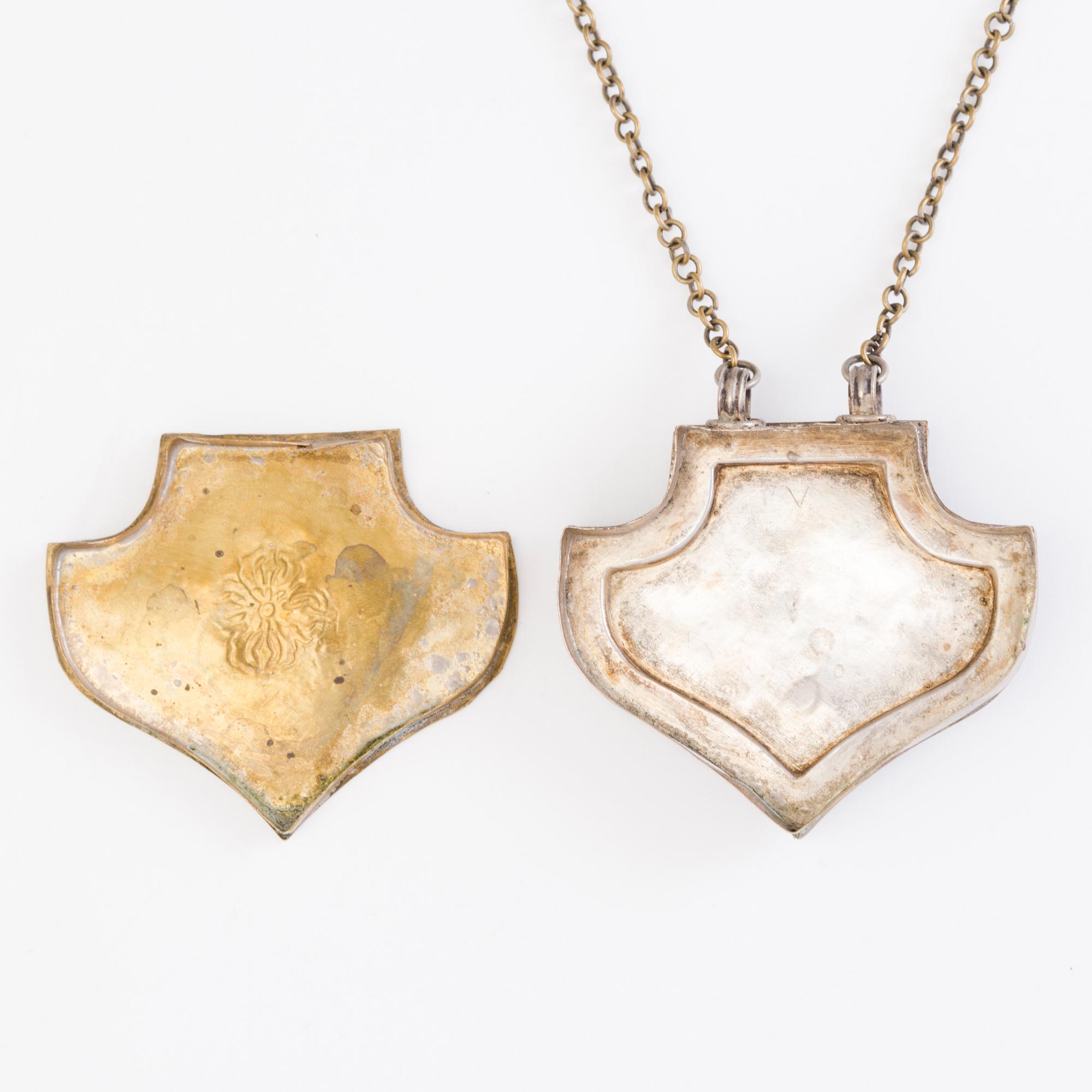CHARM BOX PENDANT, brass, Nepal/Tibet before 1960's.