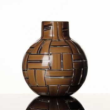 Ercole Barovier, a brown and black 'a tessese' vase, Barovier & Toso, Murano Italy, 1950s-1960s.