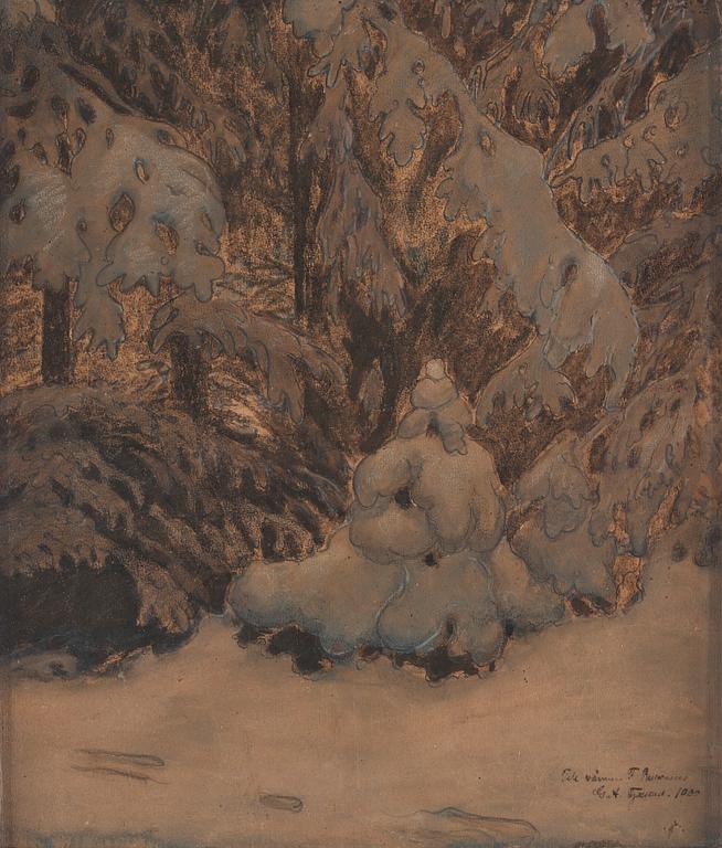 Gustaf Fjaestad, Snowy landscape.