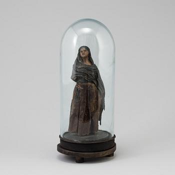 SKULPTUR, vax, 1700-tal, GLASKUPA.