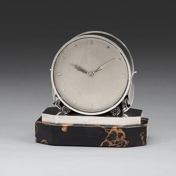 An Atelier Borgila silver table clock, Stockholm 1939.