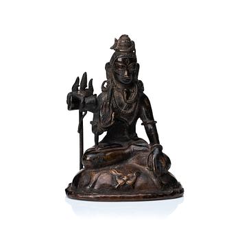 889. A seated bronze figure of a Hindu Mahayogi Shiva, Nepal, 20th Century.