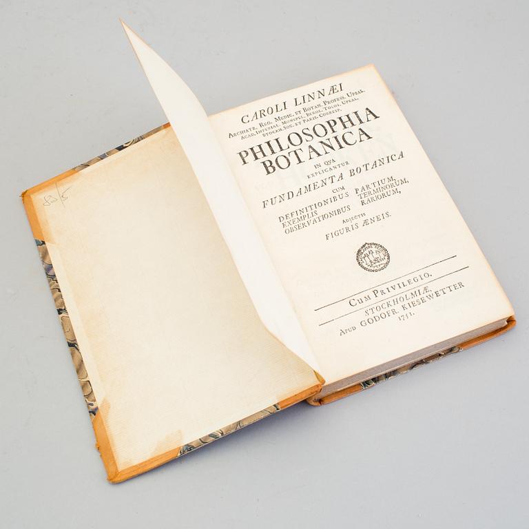 BOOK, 'Philosophia Botanica' by Carl Linnaeus, Gottfried Kiesewetter, Stockholm 1751.