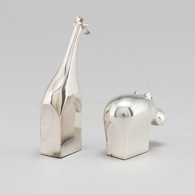 GUNNAR CYRÉN, two silverplated figurines, Danish design, Japan.