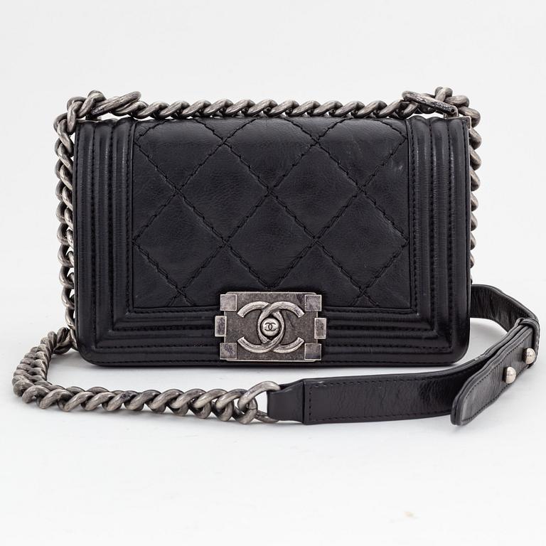 Chanel, a black leather 'Boy Bag', 2013-14.