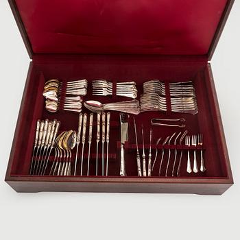 Aterinsarja, 88 osaa, hopeaa, "Chippendale", suomalaiset leimat, 1990-luku.