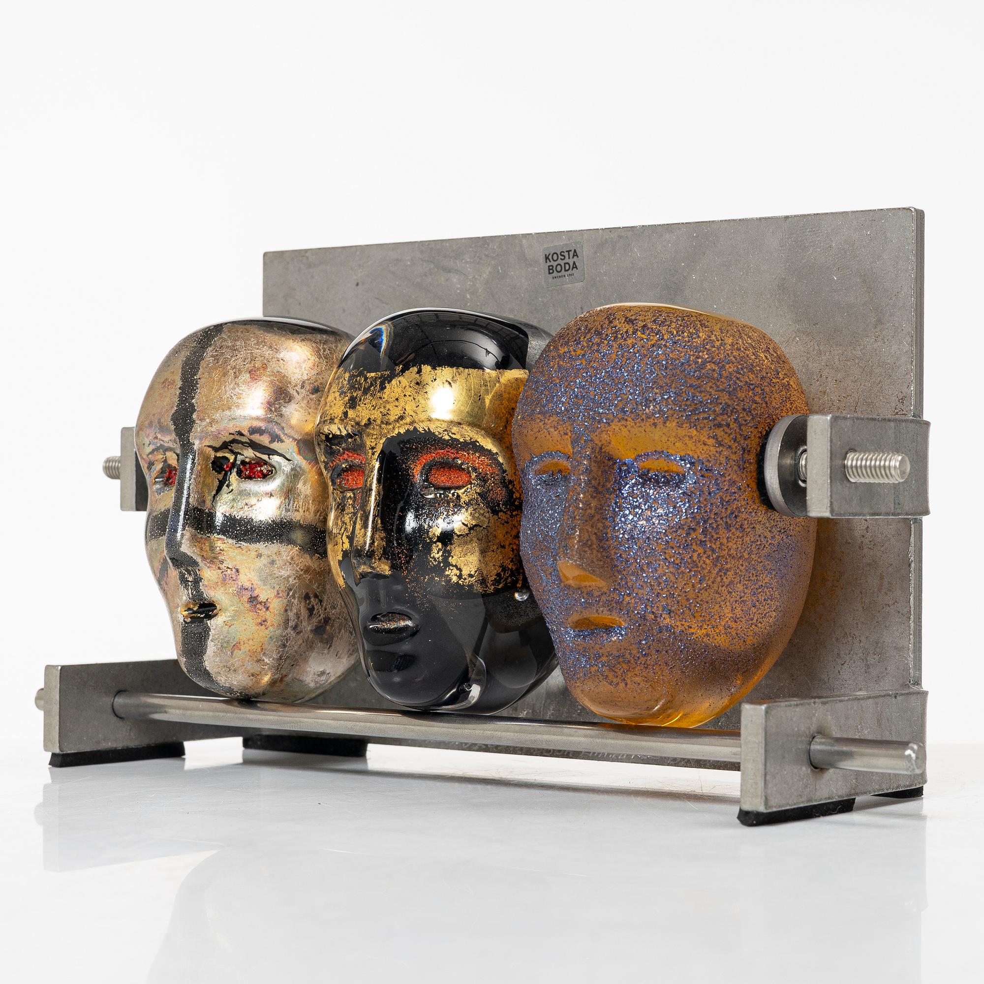 Bertil Vallien, a glass and metal sculpture, "Brains", Kosta Boda, Sweden, limited edition 100, signed.