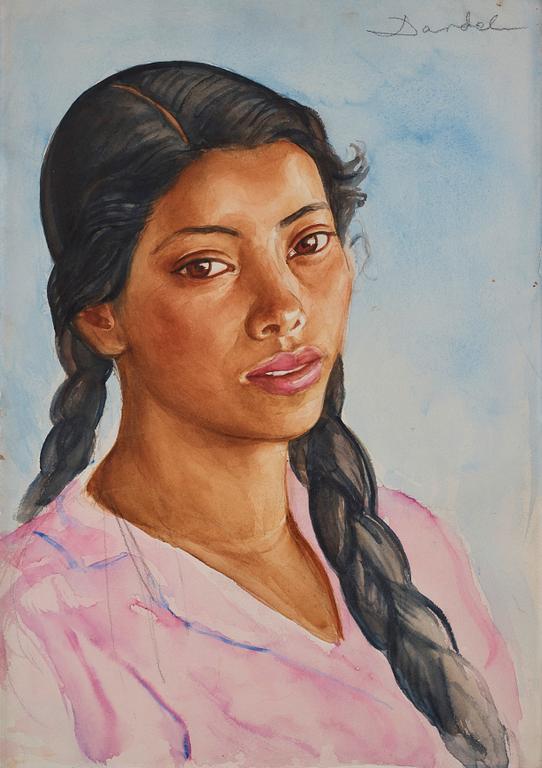 Nils von Dardel, "Young Mexican girl with braided hair".