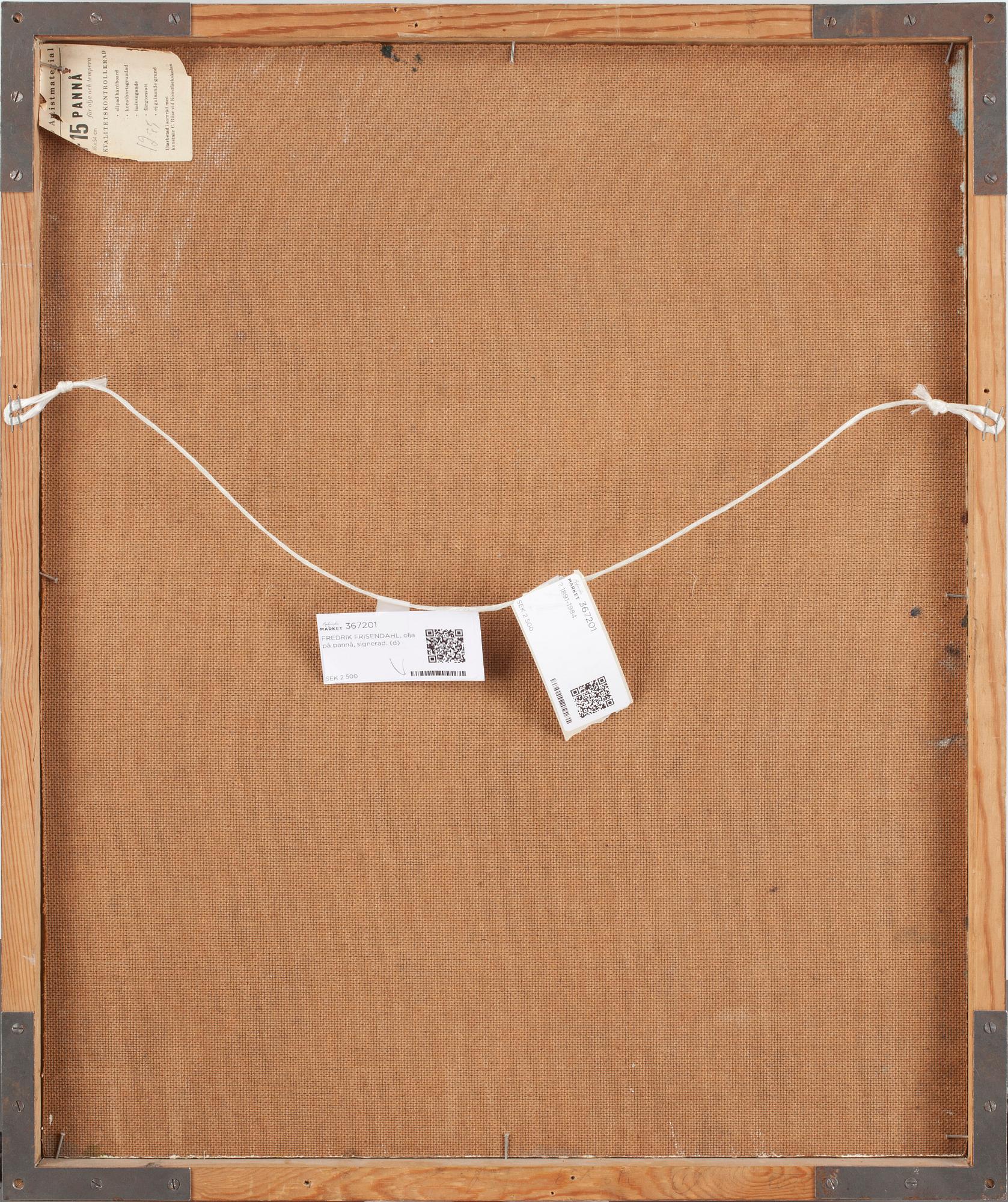 FREDRIK FRISENDAHL, olja på pannå, signerad.