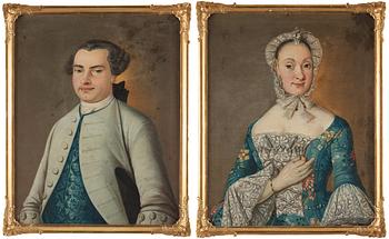 447. Jonas Dürchs Attributed to, ”Carl Henrik Tranchell” & his wife Brita Maria Hasselroth”.