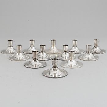 ATELIER BORGILA, ljusstakar, 12 stycken,  sterling silver, Stockholm, 1964.