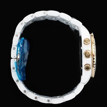 ARMBANDSUR, herr, André Belfort AB, Sirène, automatisk, kronograf, kalender, ref. AB-7110, vit keramik och förgyllning.