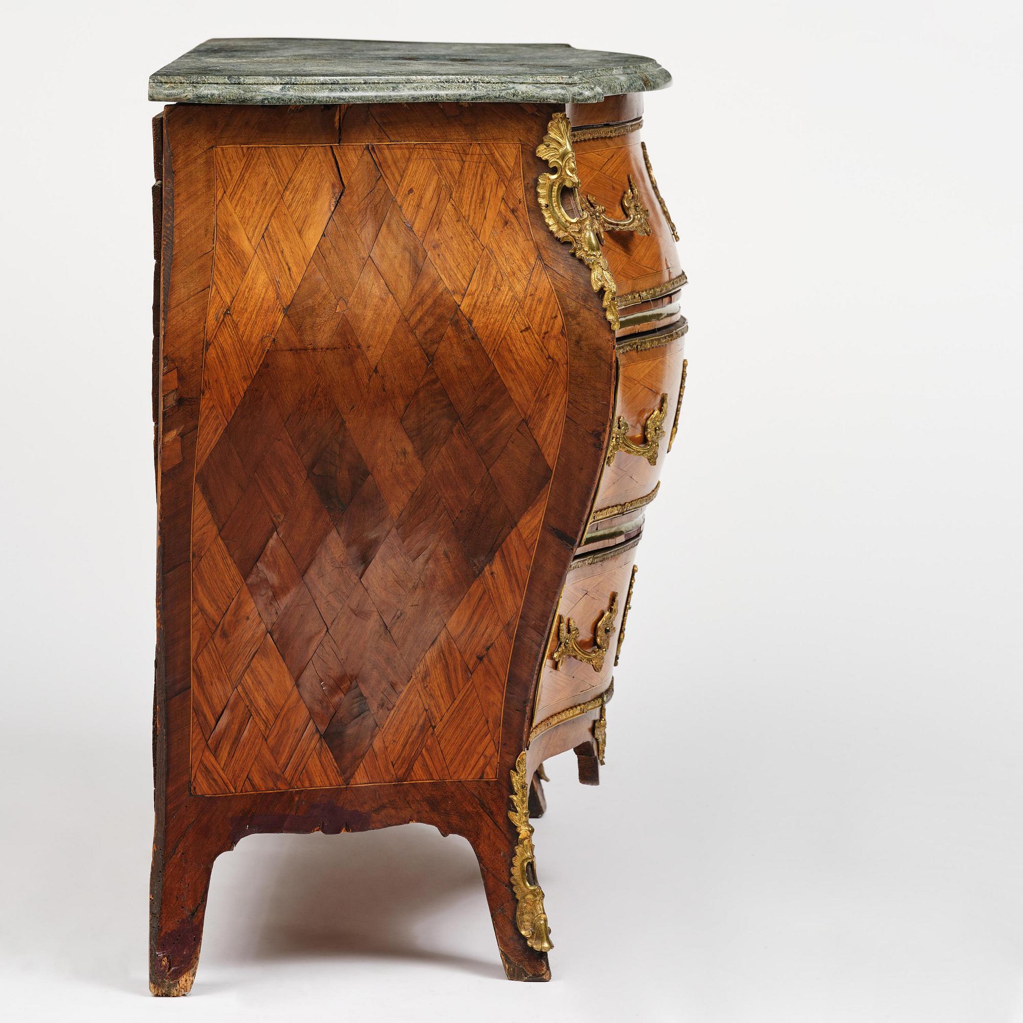 A rococo parquetry commode attributed to C. Tietze (master in Stockholm 1764-91).