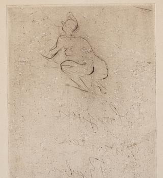 Henri de Toulouse-Lautrec, dry point etching, signed in the plate, 1898.
