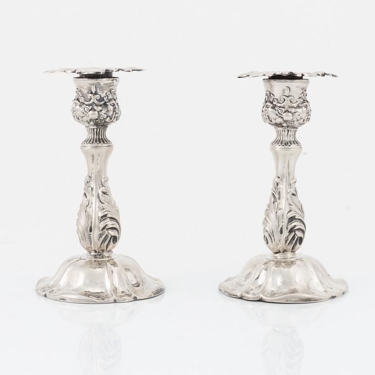 Christian Hammer, ljusstakar, ett par, silver, Stockholm, 1859.