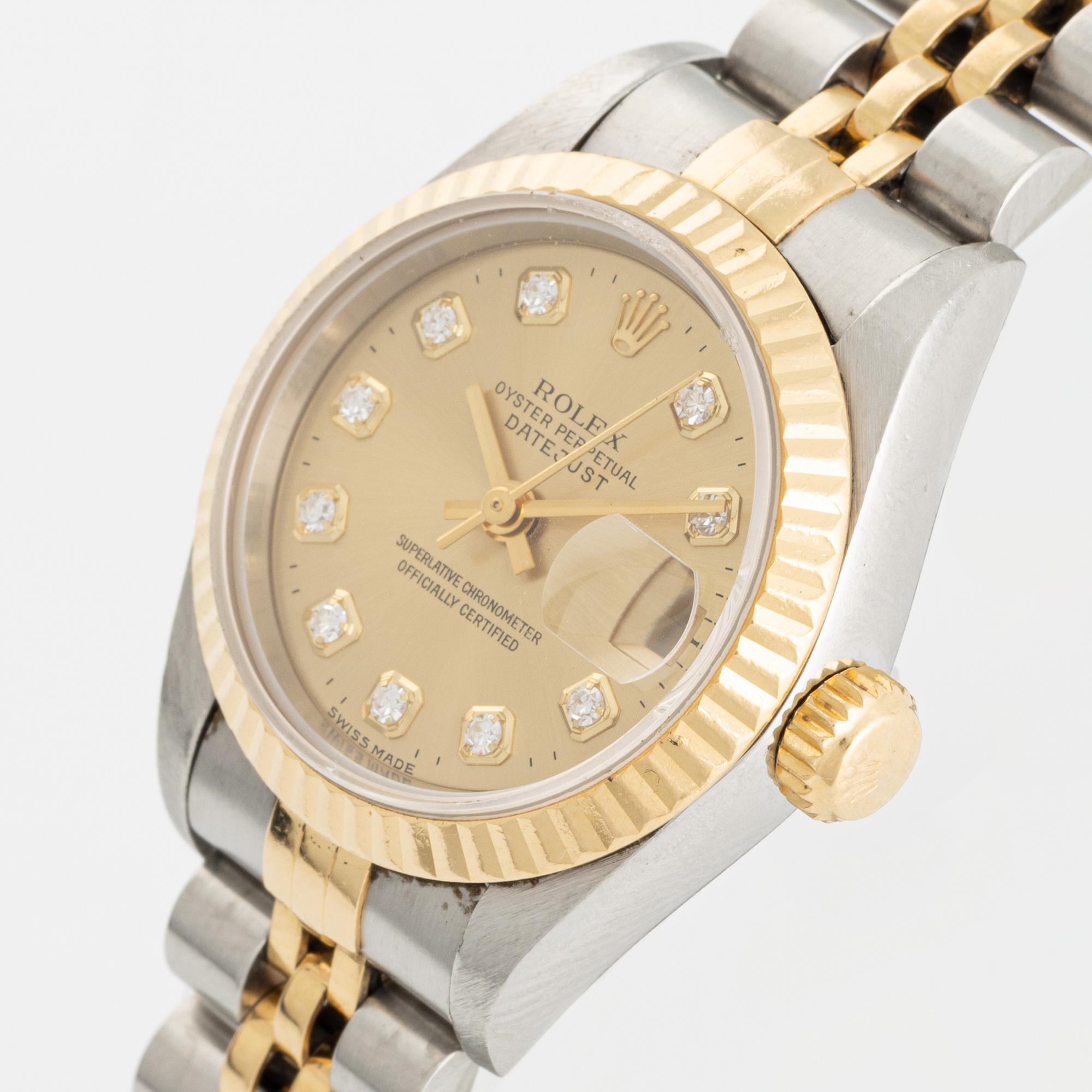 Rolex, Oyster Perpetual, Datejust, "Diamond Dial", wristwatch, 26 mm.