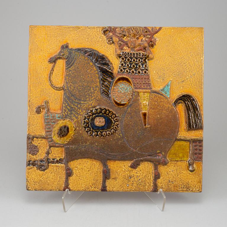 STIG LINDBERG, relief, stoneware, Gustavsberg. Signed.