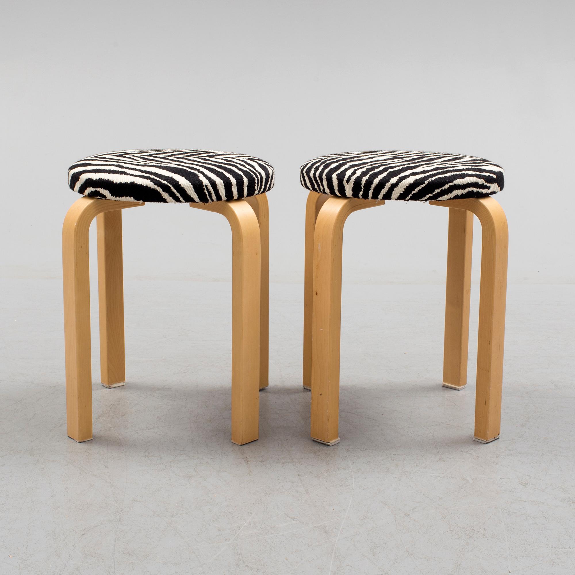 Two Alvar Aalto 'Model 60' stool, for Artek, Finland, late 20th century.