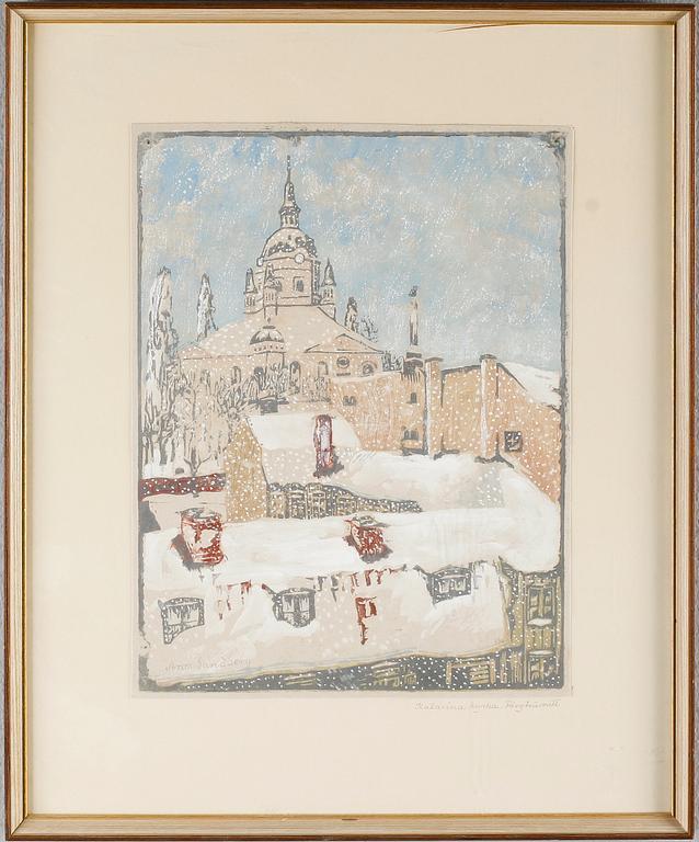 ARON SANDBERG, 8 st, färgträsnitt, signerade.