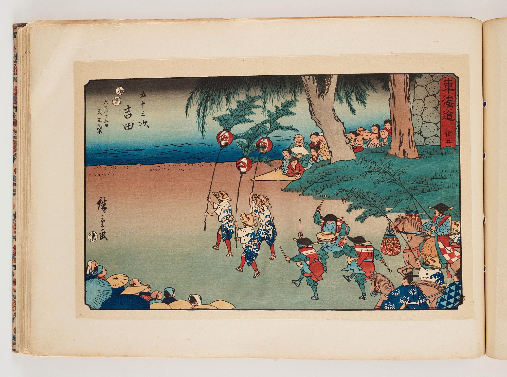 An album with Japanese woodblock prints after Ando Utagawa Hiroshige (1797-1858), mid 20th Century. (37 prints).