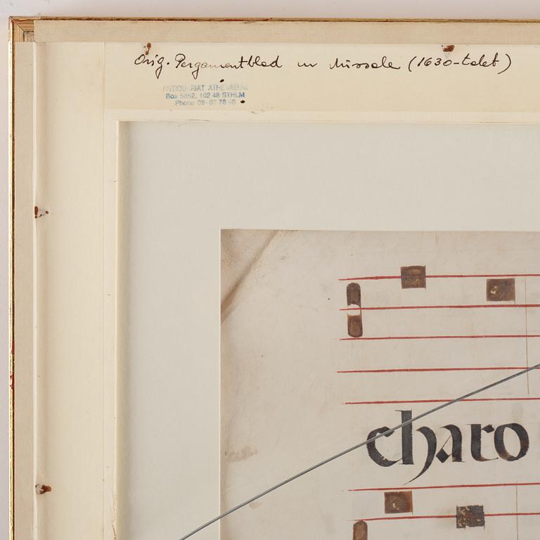 A vellum music sheet.