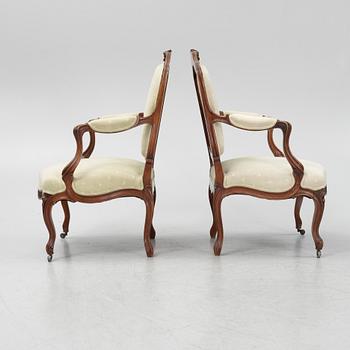 Pair of armchairs, Louis XV style, 20th century.