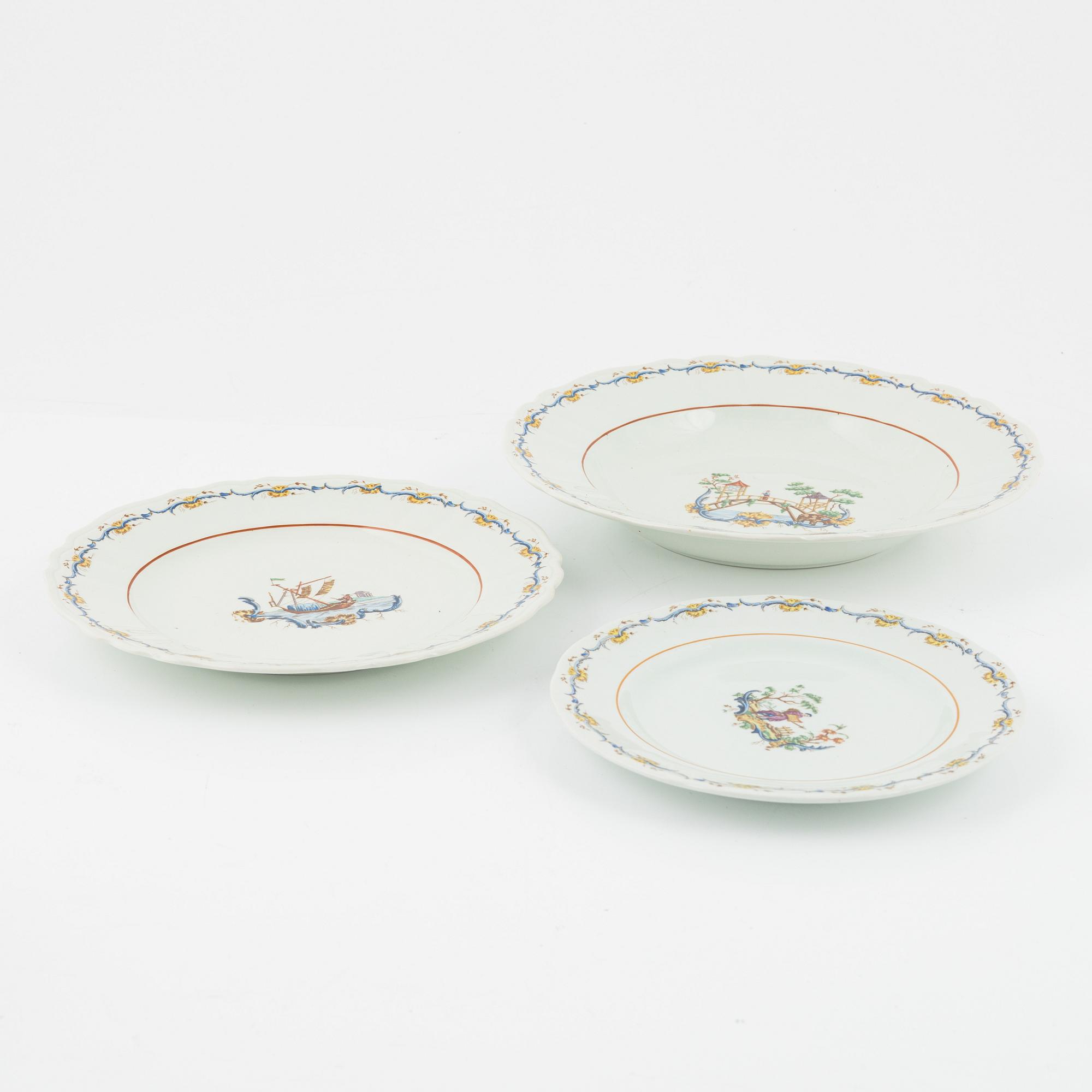 Servisdelar, 45 st, flintgods, "Mah-Jong", Rörstrand, 1900-talets första hälft.