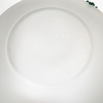 Punch bowl with lid and tray, frosted glass, Germany, circa 1900.
