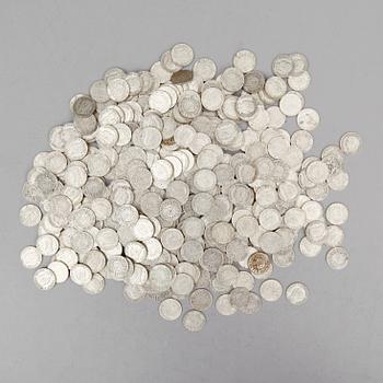 SAMLING SILVERMYNT, enkronor, Gustaf V, 1910-1941. Vikt ca 3000 gram.