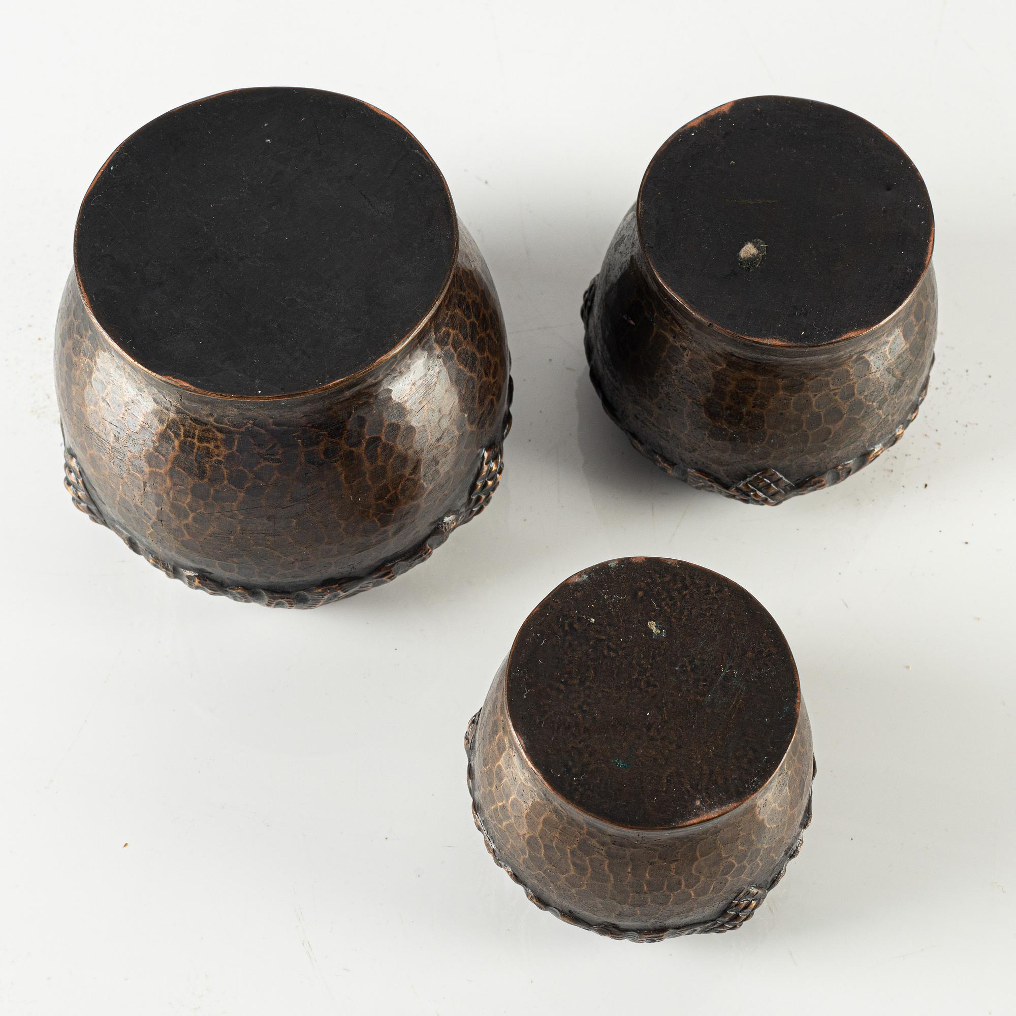 Four Jugend flower pots, including Rörstrand, Sweden, early 20th century.