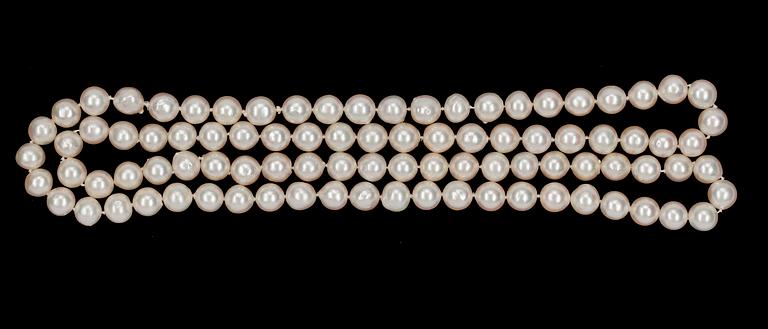 NECKLACE, cultured pearls, app 8,6 mm.