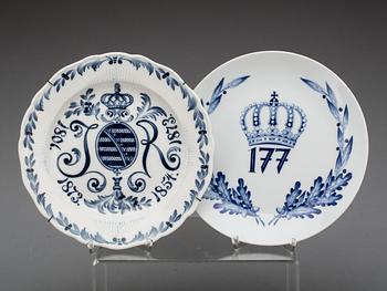 TALLRIKAR, porslin, 4 st, Jubileumstallrikar, Meissen, 1900-tal.