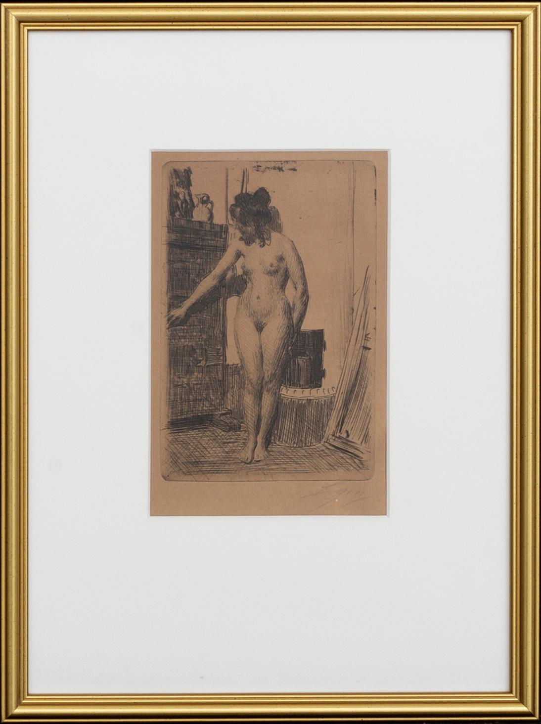 Anders Zorn, etsning, 1903, signerad.