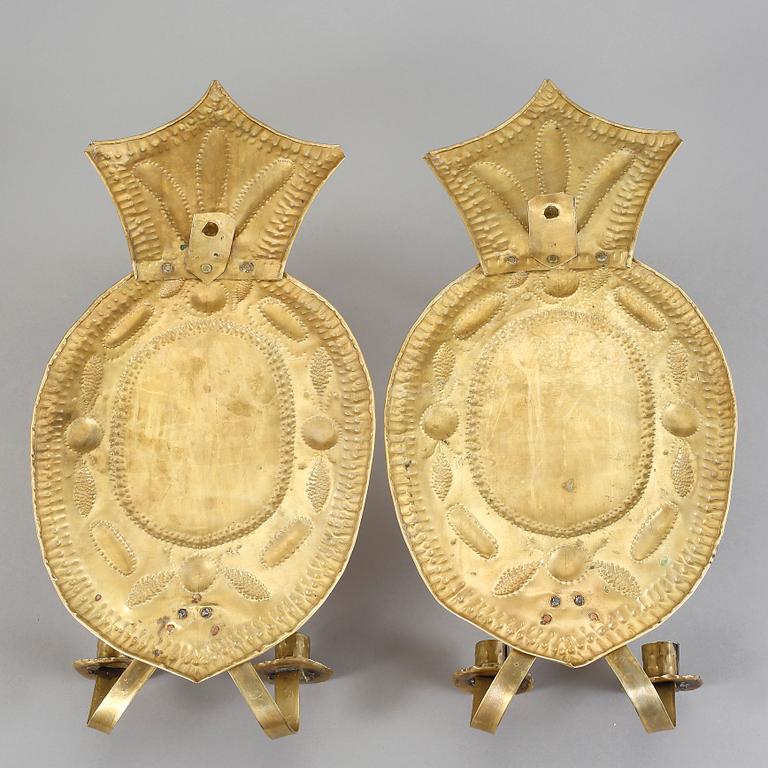 LJUSPLÅTAR, ett par, barock-stil, 1900-tal.