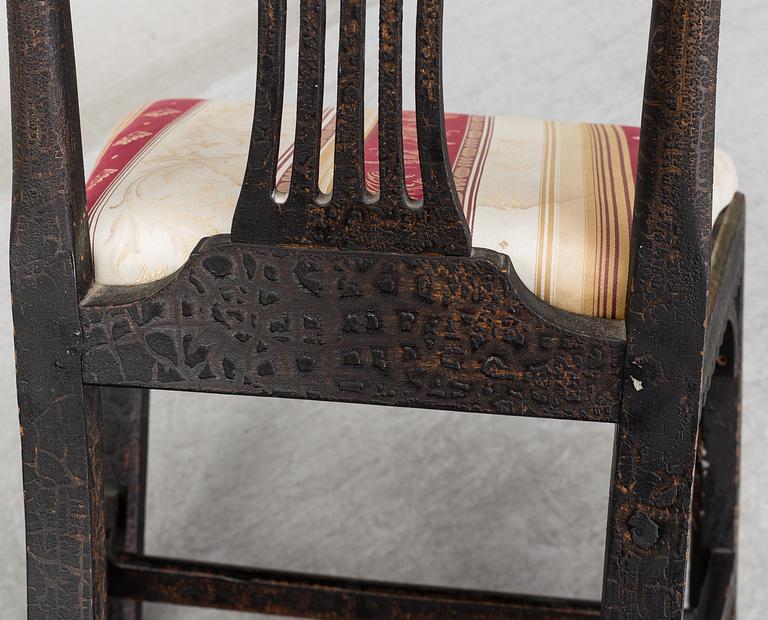 A pair of late Gustavian chairs, circa 1800.