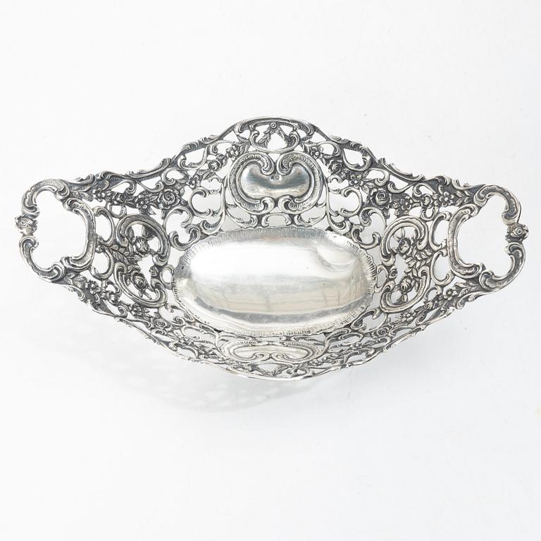 Footed bowl, silver, Rococo style, Swedish import mark, early 20th century.