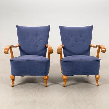 Armchairs a pair Swedish Modern 1940s.