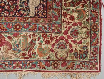 RUG. Antique Kerman Laver Figural. 224 x 142 cm.