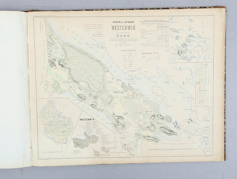 ATLAS, "Atlas öfver Sveriges Städer", Gustaf Ljunggren, (1817-1888), Högbergska Boktryckeriet, Stockholm 1862.