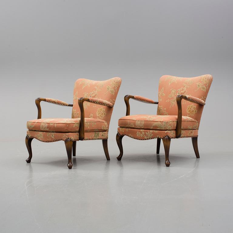 FÅTÖLJER, ett par, märkta Knolls Moderna Fåtöljer, 1940/50-tal.