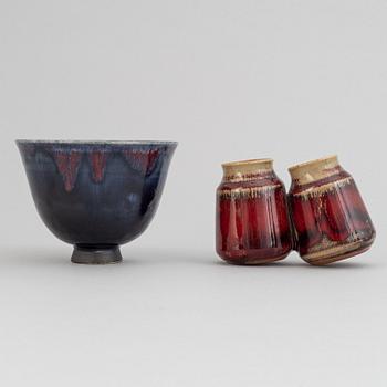 Henning Nilsson, Sven Hofverberg, Höganäs and others, 3 vases and 3 bowls, Sweden, second half of 20th century,