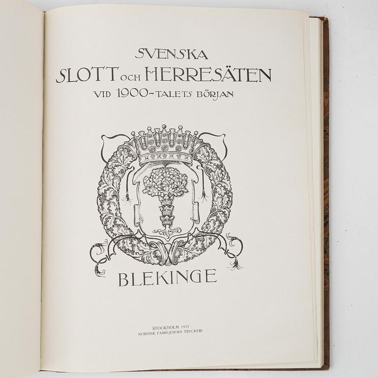 "Svenska slott och herresäten vid 1900-talets början", 5 vol, Stockholm 1908-14; samt Ny följd 4 vol, Stockholm 1918-23.