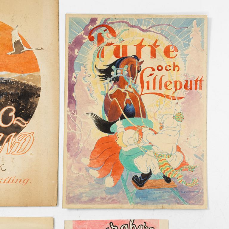 Gunnar Widholm, Book illustrations, 4 pieces.