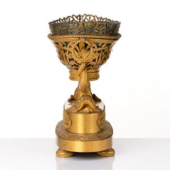 A set of three French Empire early 19th century gilt bronze centre pieces.