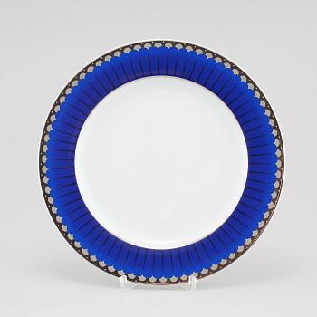 41 pieces of porcelain tableware, model "Christineholm" or "Marianne Royal Blue", 21th century.