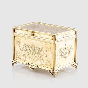 An ottoman empire gilded silver box, Abdul Hamid II's reign (1876-1909).