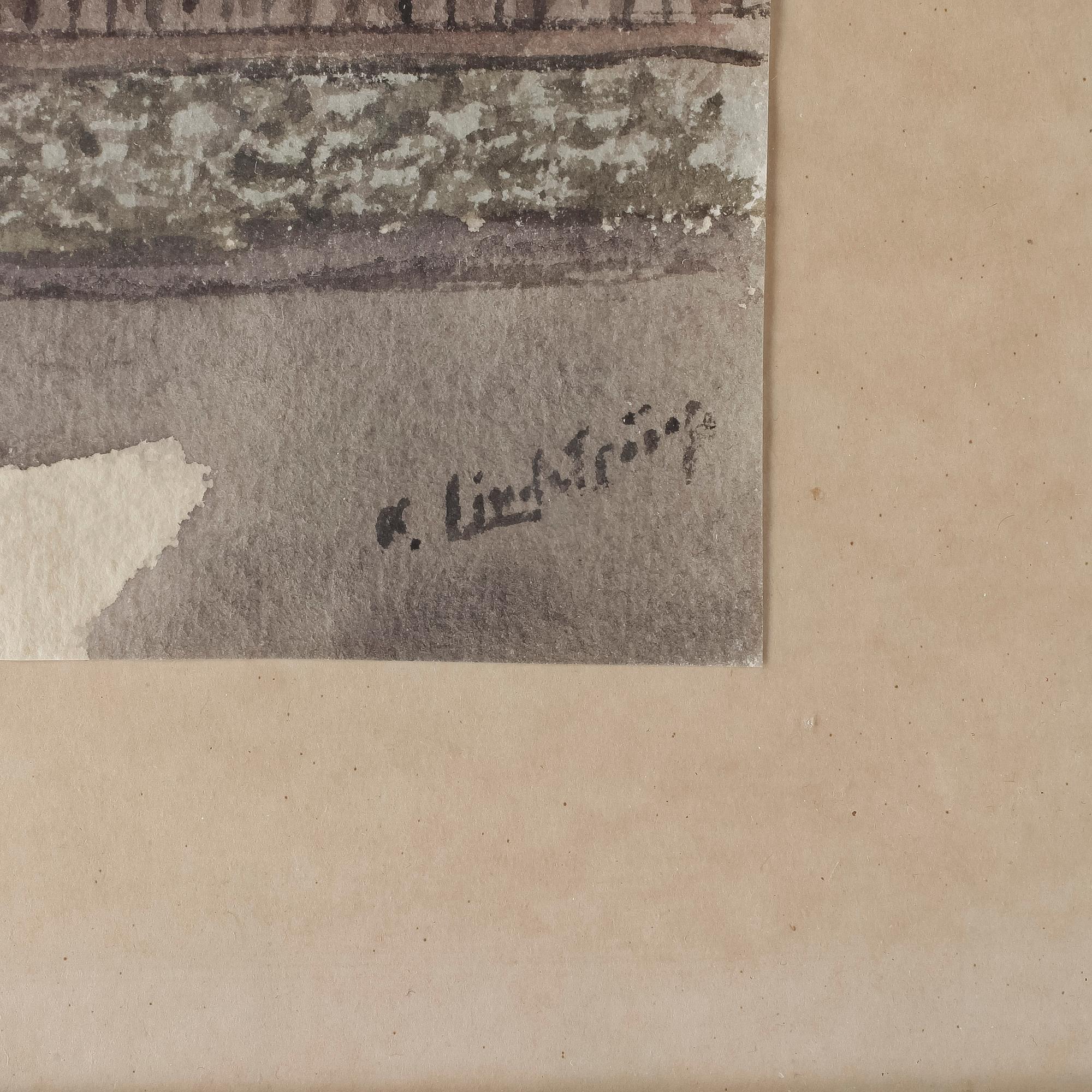 FRANS LINDSTRÖM, akvareller, 7st, Stockholmsvyer, signerade.