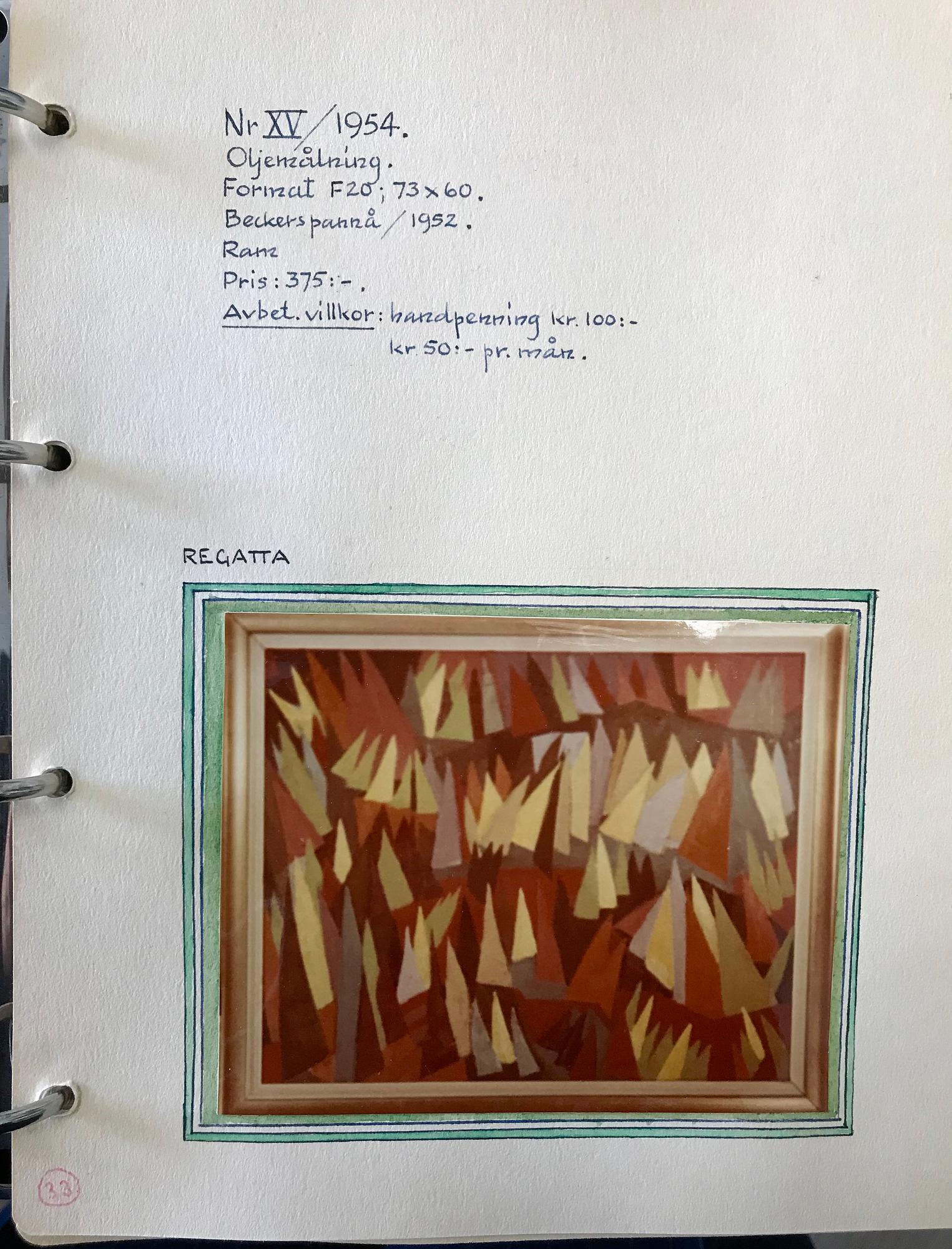 ARNE ÖDBERG, olja på pannå, signerad a tergo och daterad 1954 a tergo.