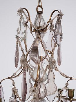 A Swedish Rococo four-light chandelier, 18th century.