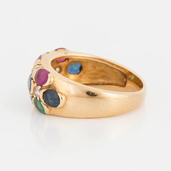 RING, with emerald, ruby, sapphire and diamonds.